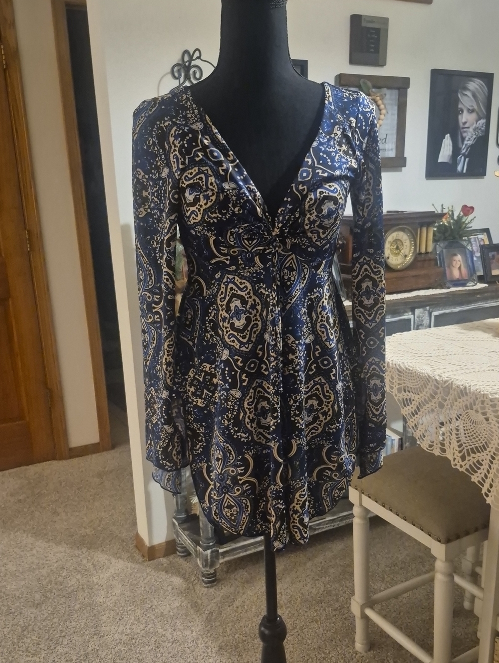 Newport Navy Paisley V-Neck Empire Tunic